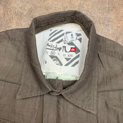 Quiksilver 00s brown green graphic shirt