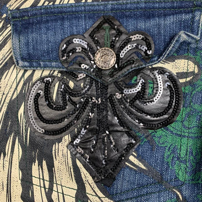 Raw Blue 00s baggy grunge graphic navy jeans