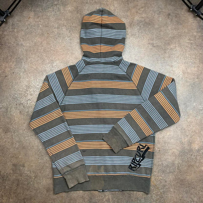 Rip Curl 00s graphic brown striped zip hoodie