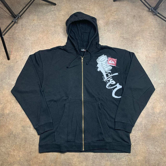 Quiksilver 00s black graphic zip hoodie