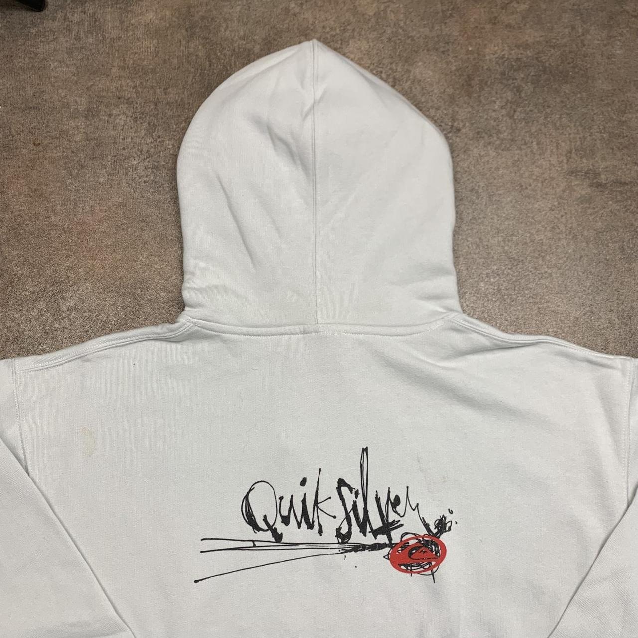 Quiksilver 90s white boxy graphic hoodie