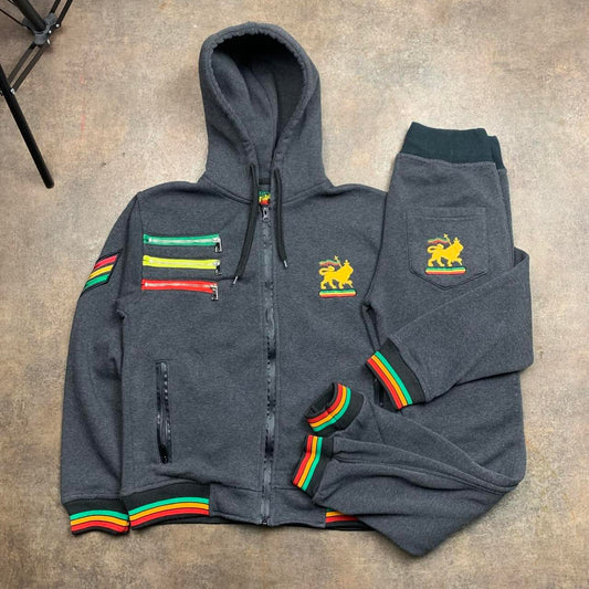 Raw Blue 00s grey rasta graphic tracksuit
