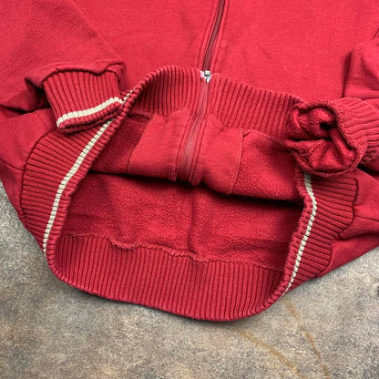 Quiksilver vintage 90s knit zip red boxy baggy cardigan surf skate jumper sweater top -