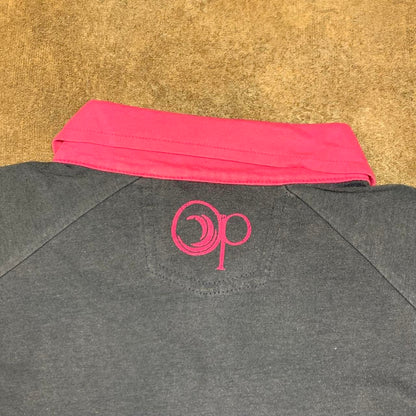 Ocean Pacific 00s grey pink graphic polo shirt