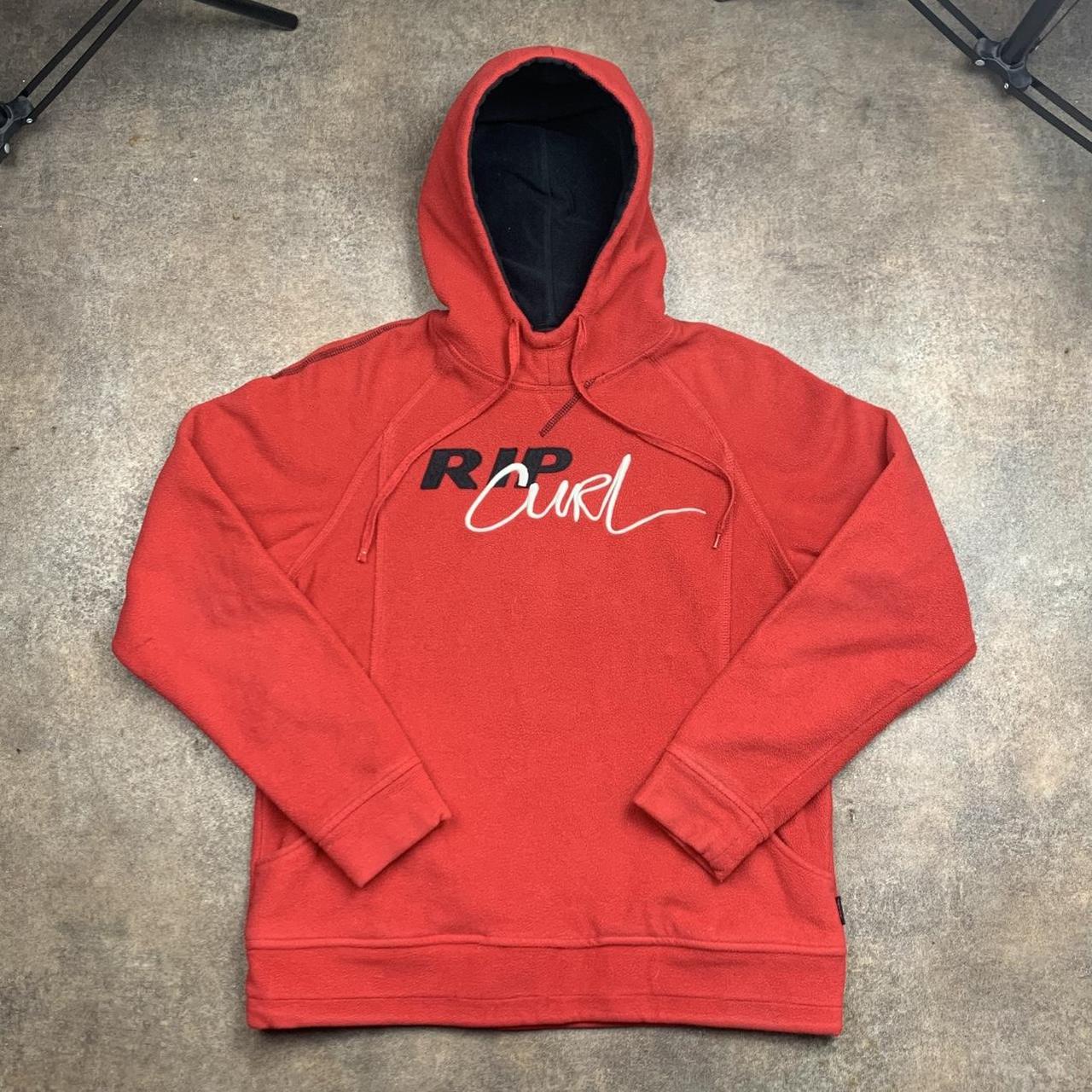 Rip Curl 00s red graphic fleece hoodie