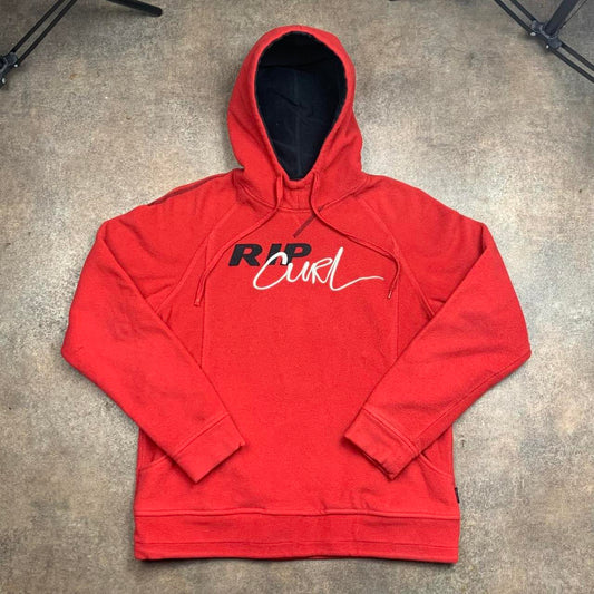 Rip Curl 00s red graphic fleece hoodie