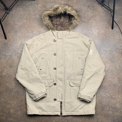 Quiksilver 90s fur hood jacket (L)