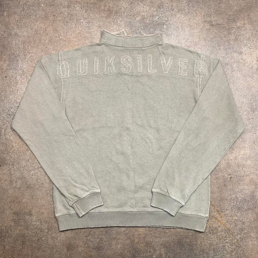 Quiksilver 00s graphic cream zip jumper