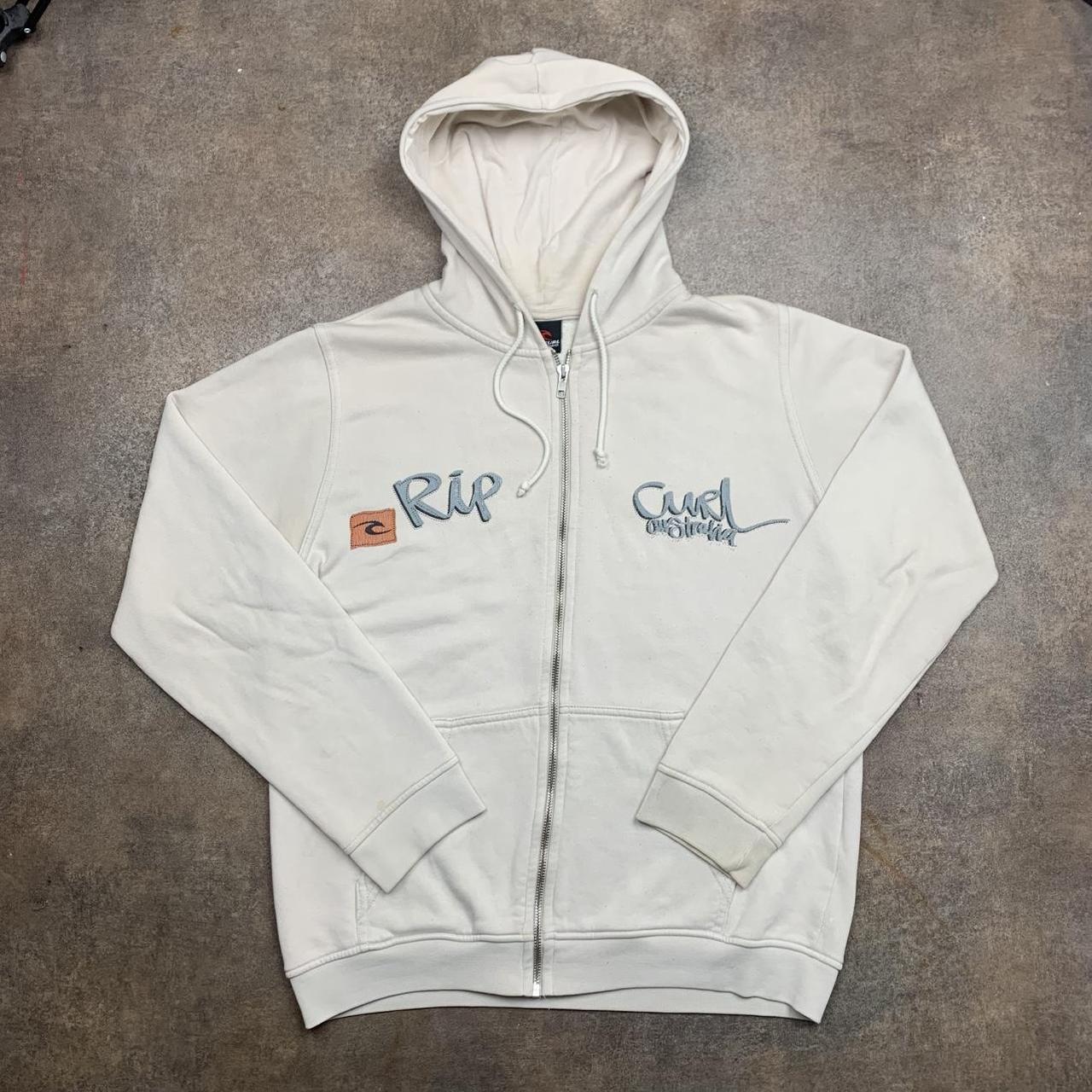 Rip Curl 00s white graphic zip hoodie