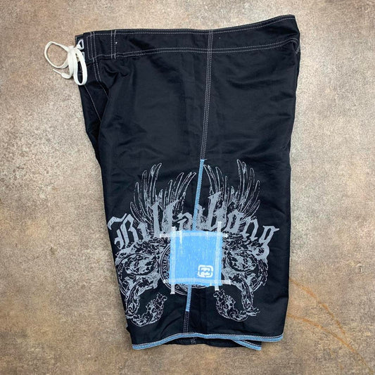 Billabong 00s graphic black grey boardshorts