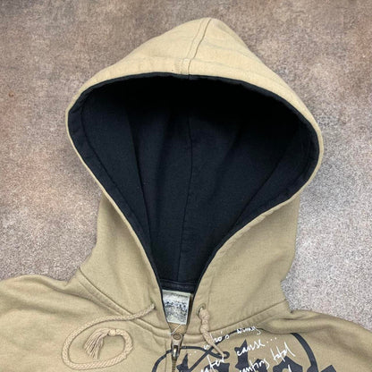 Billabong 00s graphic cream baggy zip hoodie
