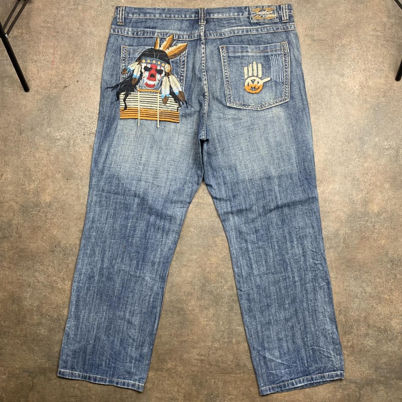 Miskeen 90s graphic baggy blue denim jeans