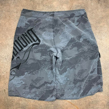 Billabong 00s grey black camo graphic boardshorts