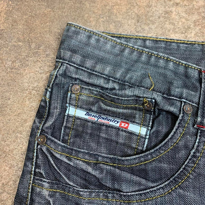 Diesel 00s baggy grey navy graphic denim jeans