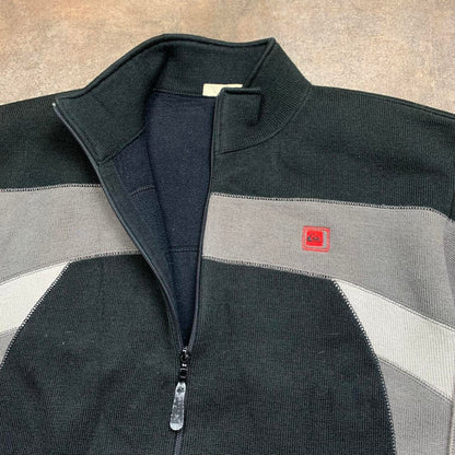 Quiksilver 90s black grey knit zip jumper
