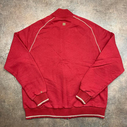 Quiksilver vintage 90s knit zip red boxy baggy cardigan surf skate jumper sweater top -