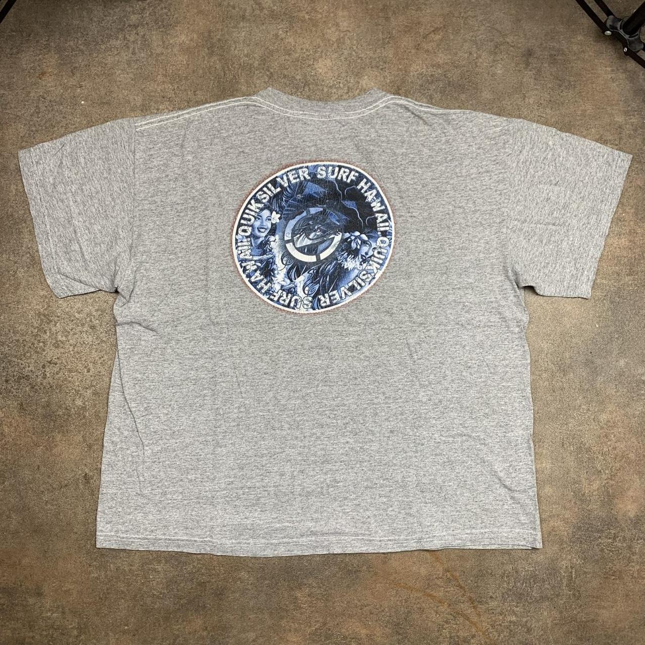 Quiksilver 90s grey blue graphic boxy tee