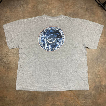 Quiksilver 90s grey blue graphic boxy tee