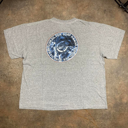 Quiksilver 90s grey blue graphic boxy tee