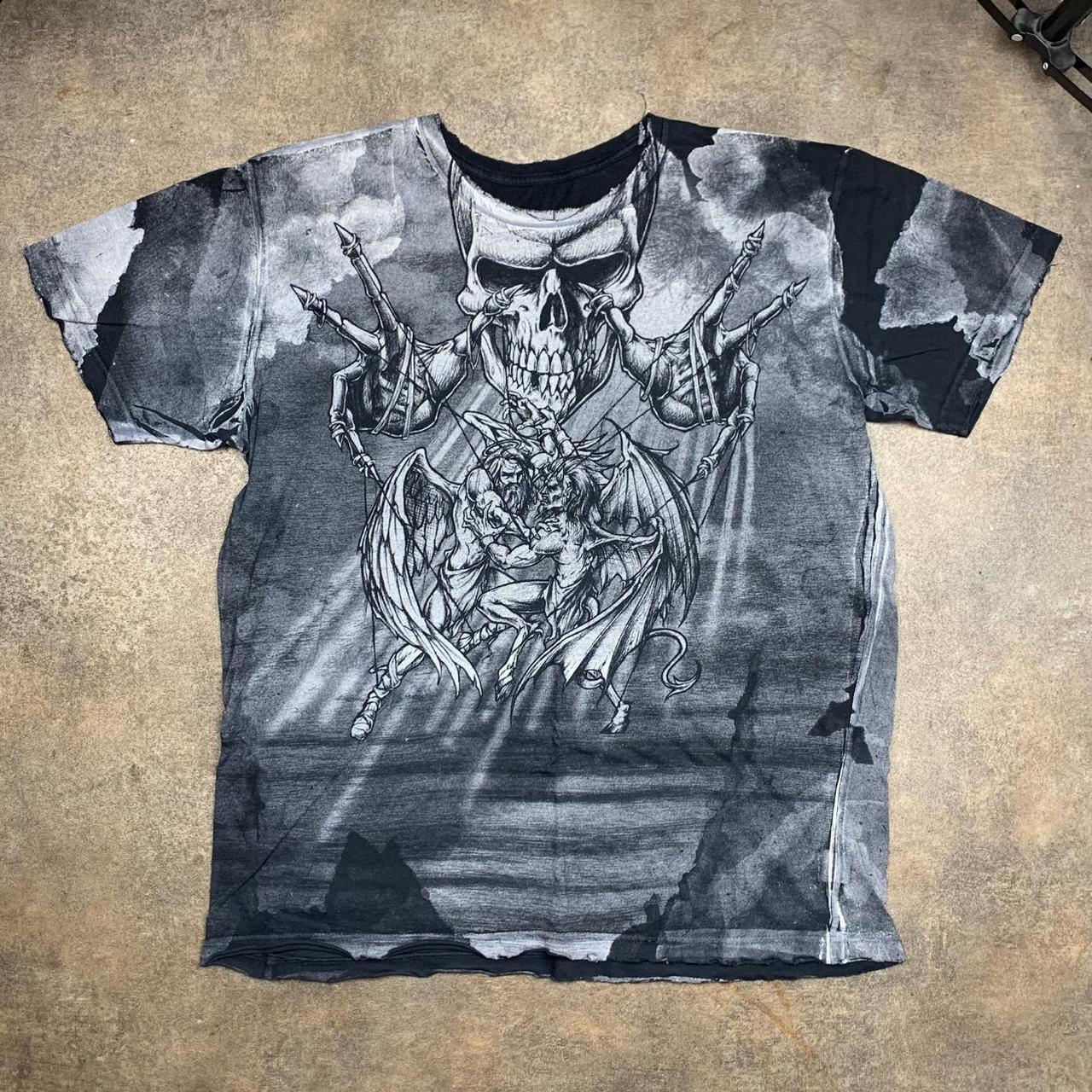 Affliction 00s black grey grunge graphic tee
