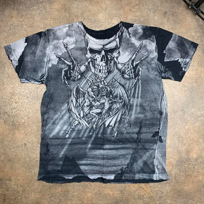 Affliction 00s black grey grunge graphic tee