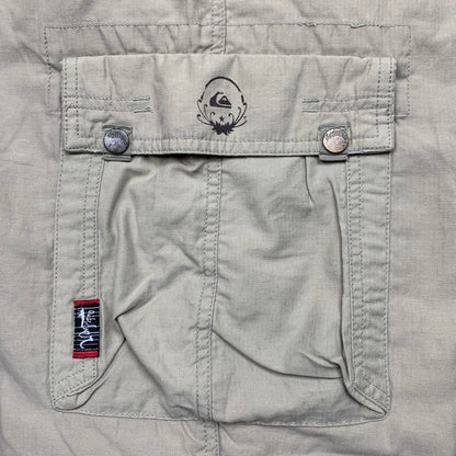 Quiksilver 00s cream baggy graphic cargo trousers
