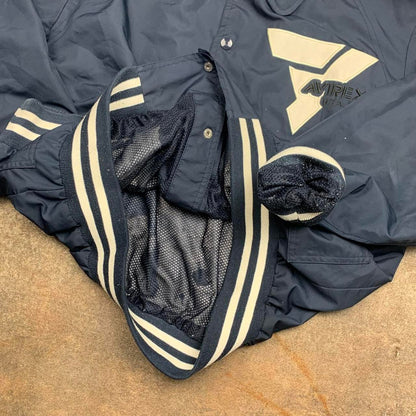 Avirex 00s navy white graphic boxy track jacket