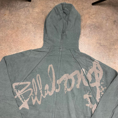 Billabong 00s grey balaclava hood faded graphic hoodie