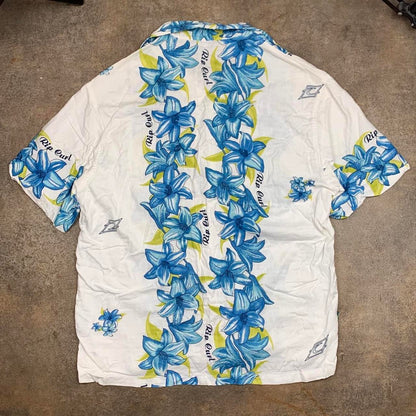 Rip Curl 00s white blue Hawaiian shirt