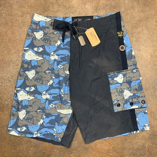 Oakley 00s navy blue camo graphic boardshorts