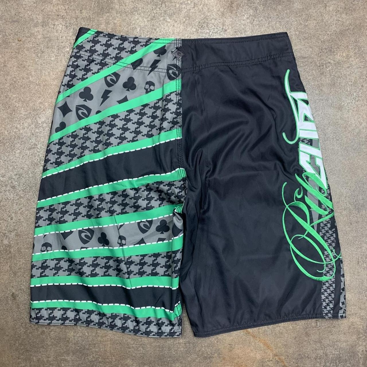 Rip Curl 00s black green baggy boardshorts