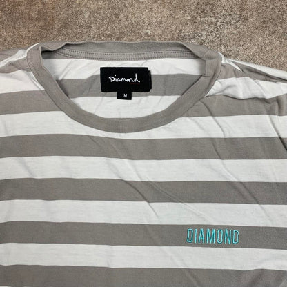 Diamond Supply Co. white grey striped long sleeve tee