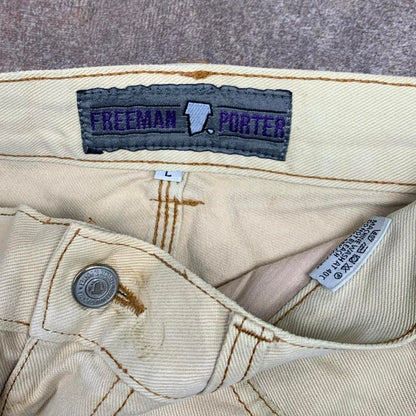 Freeman T. Porter 90s beige baggy carpenter denim jeans
