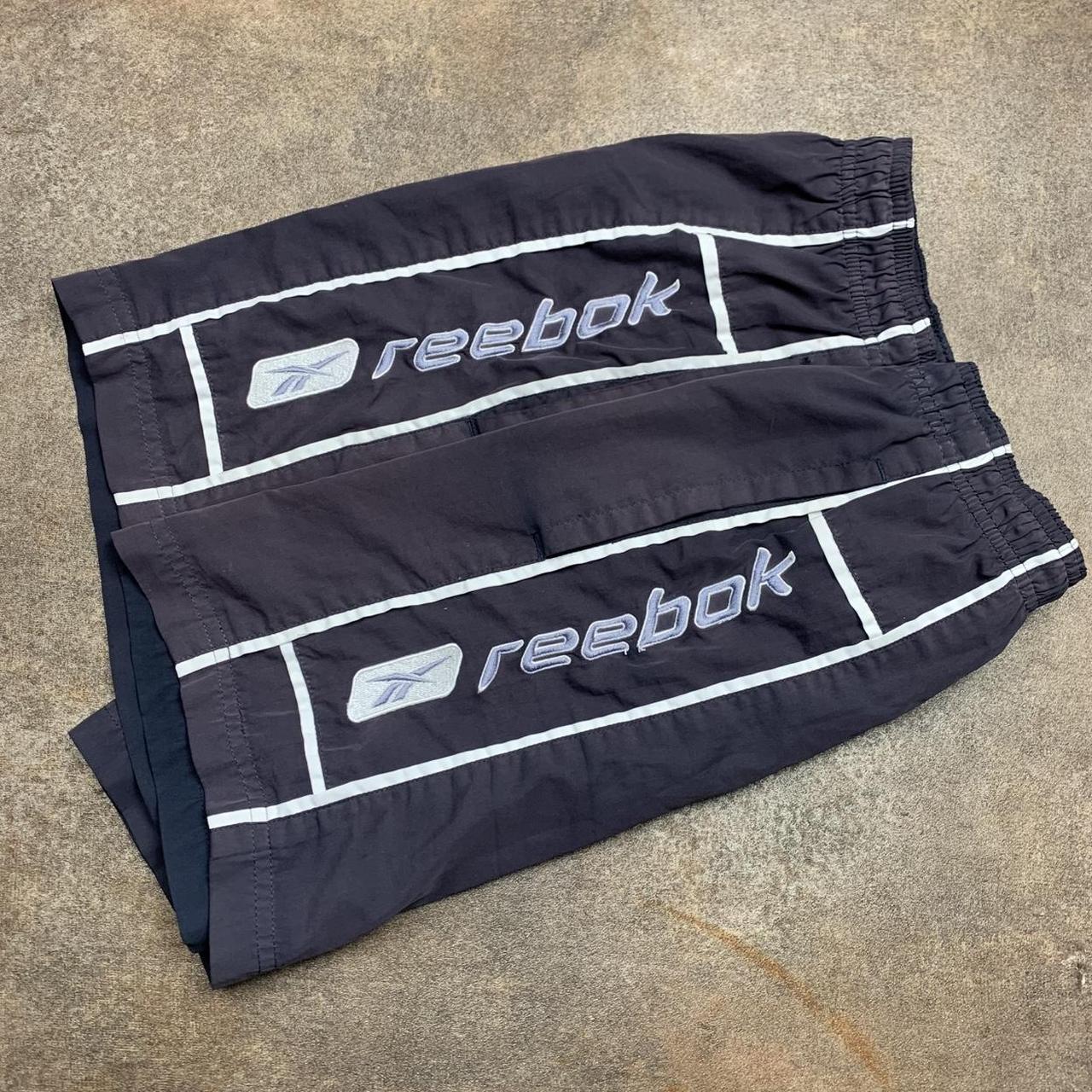 Reebok 00s navy faded graphic baggy jogger shorts