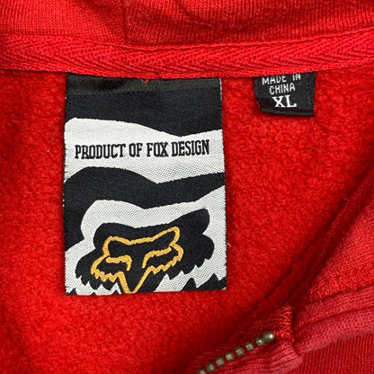 Fox Racing 00s red graphic baggy hoodie