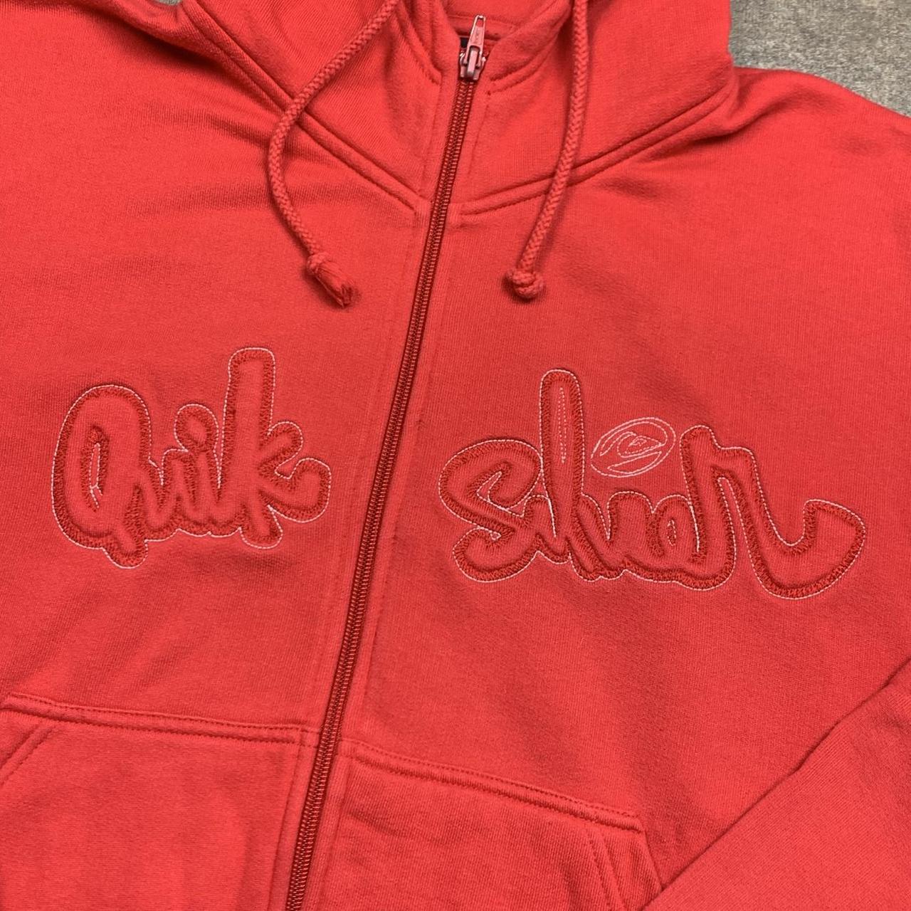 Quiksilver 90s red graphic boxy zip hoodie