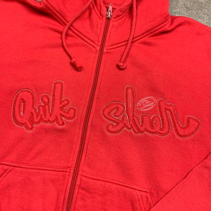 Quiksilver 90s red graphic boxy zip hoodie