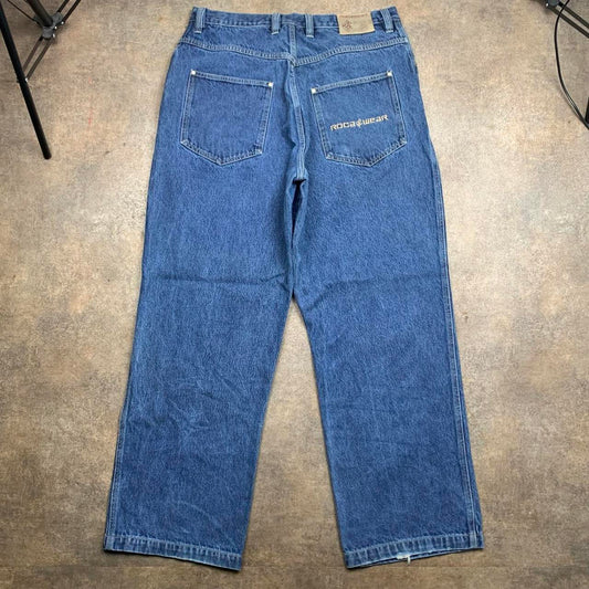Rocawear 90s baggy navy graphic denim jeans