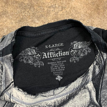 Affliction 00s black grey grunge graphic tee