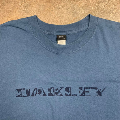 Oakley 00s blue navy logo graphic tee