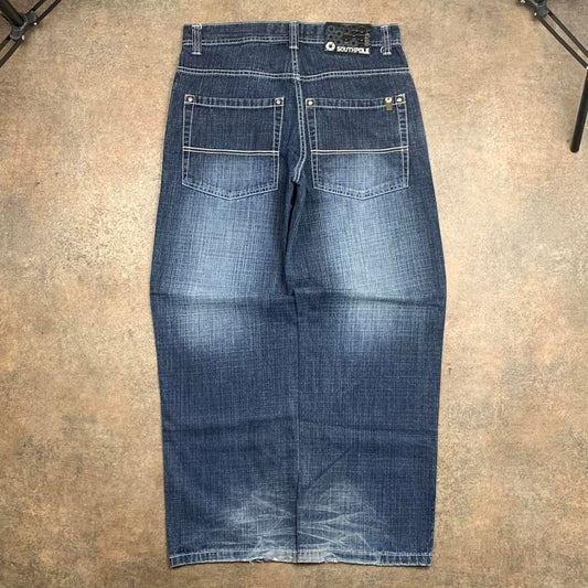 Southpole 00s navy baggy faded denim jeans