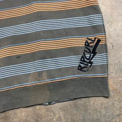 Rip Curl 00s graphic brown striped zip hoodie