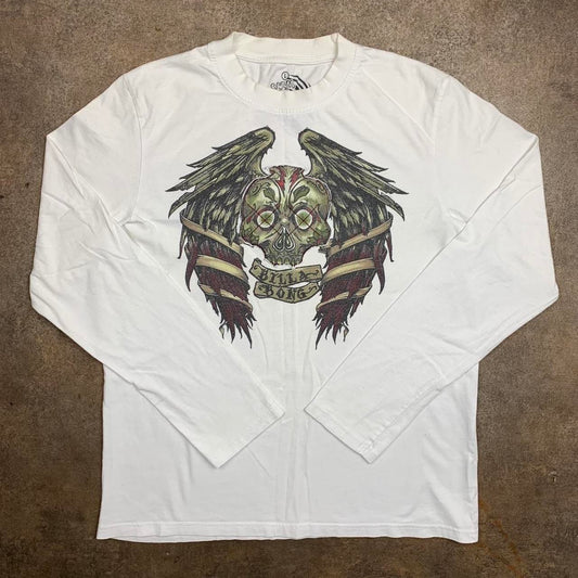 Billabong 00s graphic white long sleeve tee