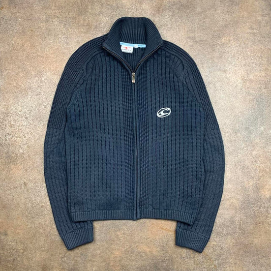 O'Neill 00s navy logo zip cardigan