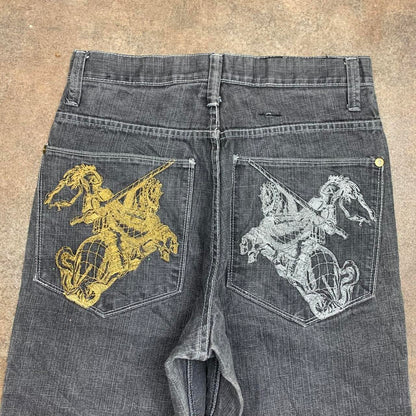 Southpole 00s graphic grey baggy grunge denim jeans