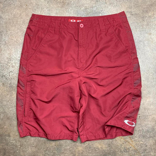 Oakley Software 00s graphic red baggy cargo shorts