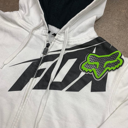 Fox Racing 00s white black zip hoodie