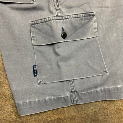 Stüssy 00s grey baggy cargo denim shorts