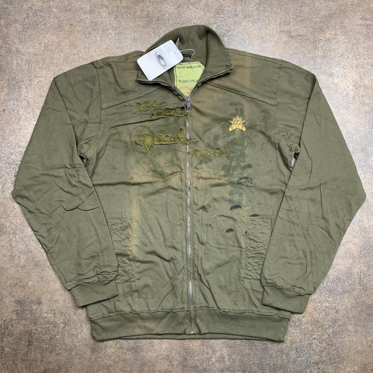 Oakley 00s khaki graphic zip jumper