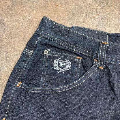Phat Farm 90s baggy graphic navy denim jorts